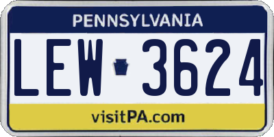 PA license plate LEW3624