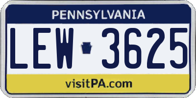 PA license plate LEW3625