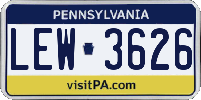 PA license plate LEW3626