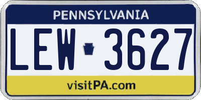 PA license plate LEW3627