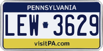 PA license plate LEW3629