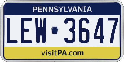 PA license plate LEW3647