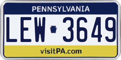 PA license plate LEW3649