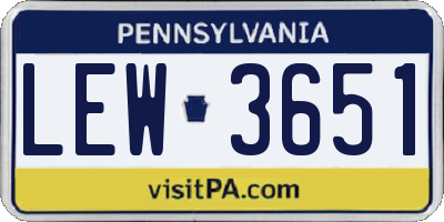PA license plate LEW3651