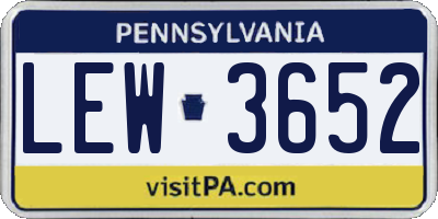 PA license plate LEW3652