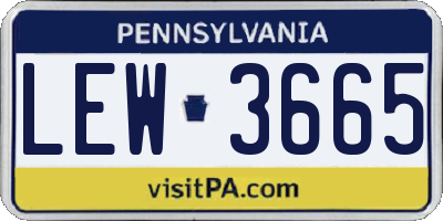 PA license plate LEW3665