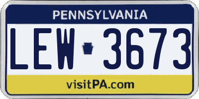 PA license plate LEW3673