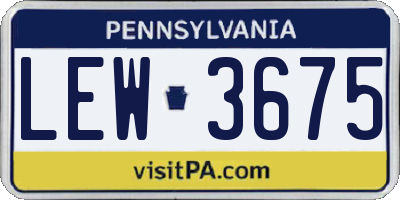 PA license plate LEW3675