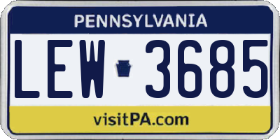 PA license plate LEW3685