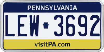 PA license plate LEW3692