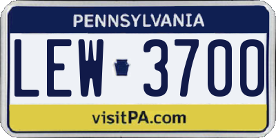 PA license plate LEW3700