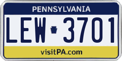PA license plate LEW3701