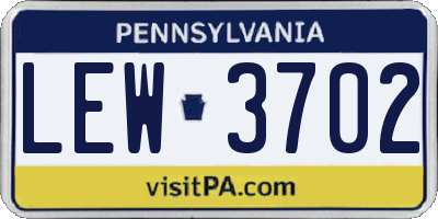 PA license plate LEW3702