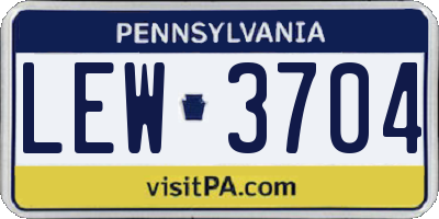 PA license plate LEW3704