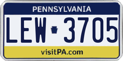 PA license plate LEW3705