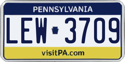 PA license plate LEW3709