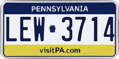 PA license plate LEW3714