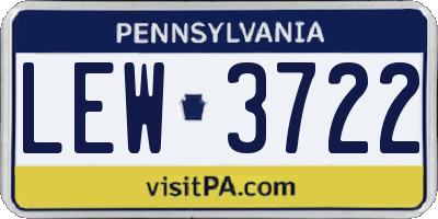 PA license plate LEW3722