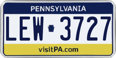 PA license plate LEW3727