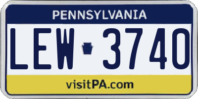 PA license plate LEW3740