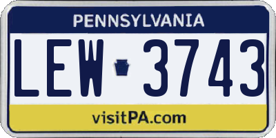 PA license plate LEW3743
