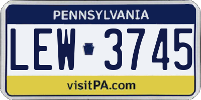 PA license plate LEW3745