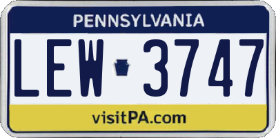 PA license plate LEW3747