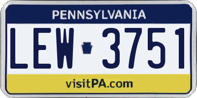 PA license plate LEW3751