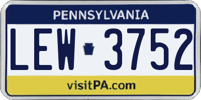 PA license plate LEW3752