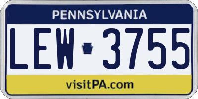 PA license plate LEW3755