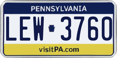 PA license plate LEW3760