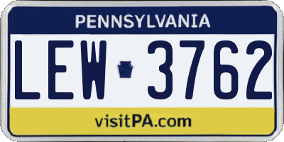 PA license plate LEW3762