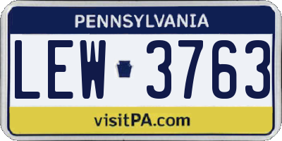 PA license plate LEW3763