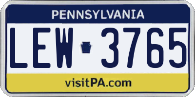 PA license plate LEW3765
