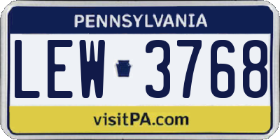 PA license plate LEW3768