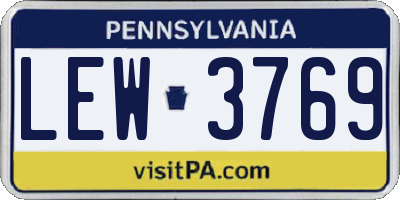 PA license plate LEW3769