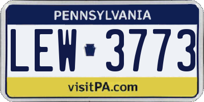 PA license plate LEW3773