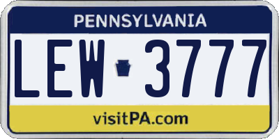 PA license plate LEW3777
