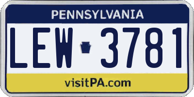 PA license plate LEW3781