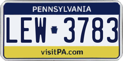 PA license plate LEW3783
