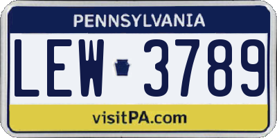 PA license plate LEW3789