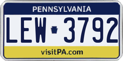 PA license plate LEW3792