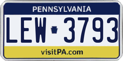 PA license plate LEW3793