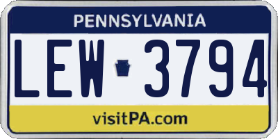 PA license plate LEW3794