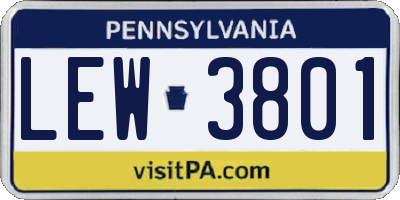 PA license plate LEW3801
