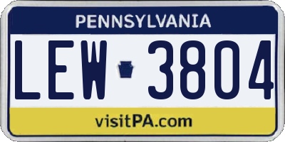 PA license plate LEW3804