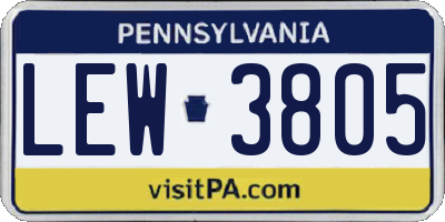 PA license plate LEW3805
