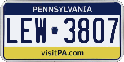 PA license plate LEW3807