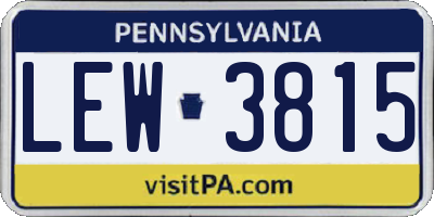 PA license plate LEW3815