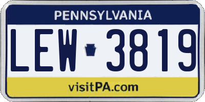 PA license plate LEW3819